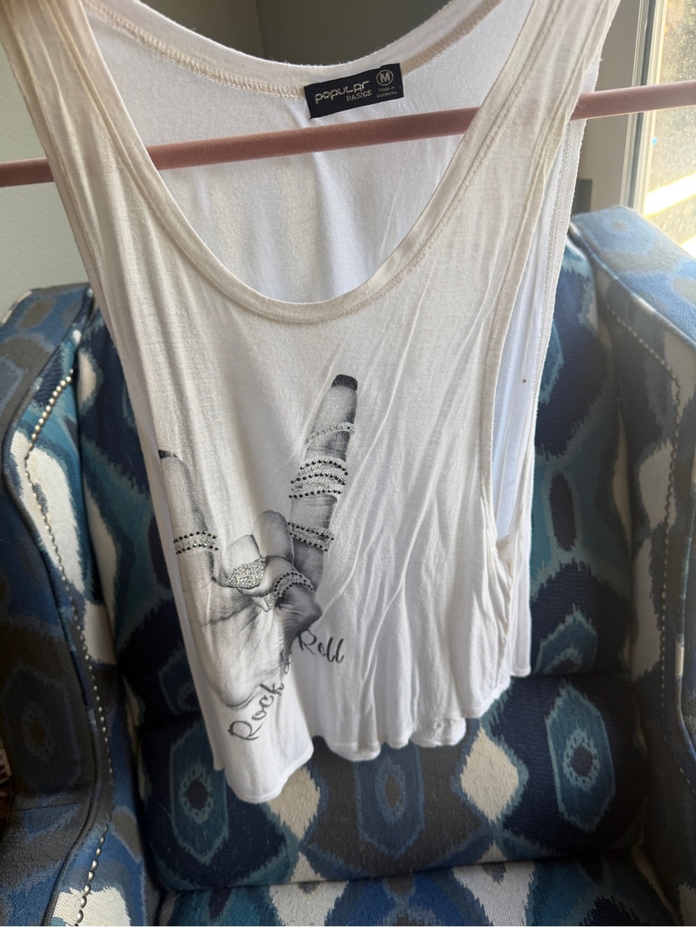 Popular Basics Women's White Graphic Tank Top - Rock & Roll